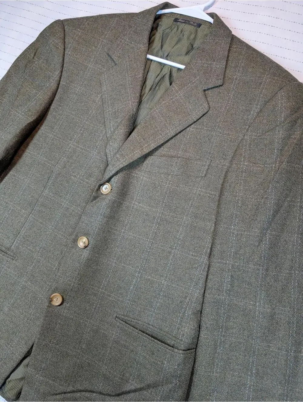 Pal Zileri Wool Cashmere Blazer Sport Coat Italy Mens 40R Green Plaid